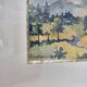 Framed watercolor by Henri Lindegaard 1975 - Forest and mountain landscape