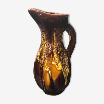 Former brown ceramic pitcher 70s vintage