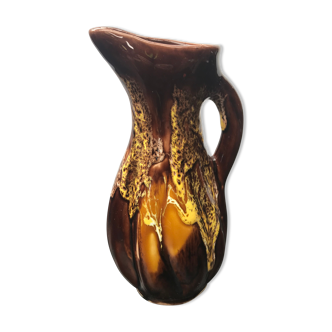 Former brown ceramic pitcher 70s vintage