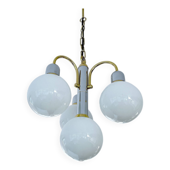 Mid Century Glass & Chrome Pendant Light