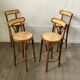 Set of 04 high stools canned bentwood