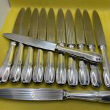 Set of 12 large BOULENGER knives in silver metal