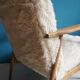 Vintage Armchair Mid-Century Beige Faux Fur Restored
