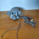 Old vintage wired dial phone with its earphone, gray color. Late 70s - early
