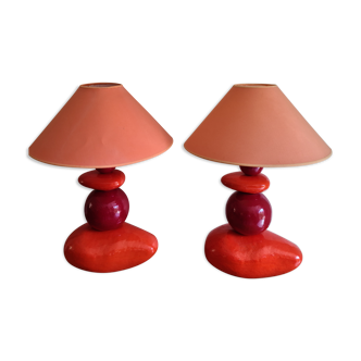 Paire lampes 4 galets années 80