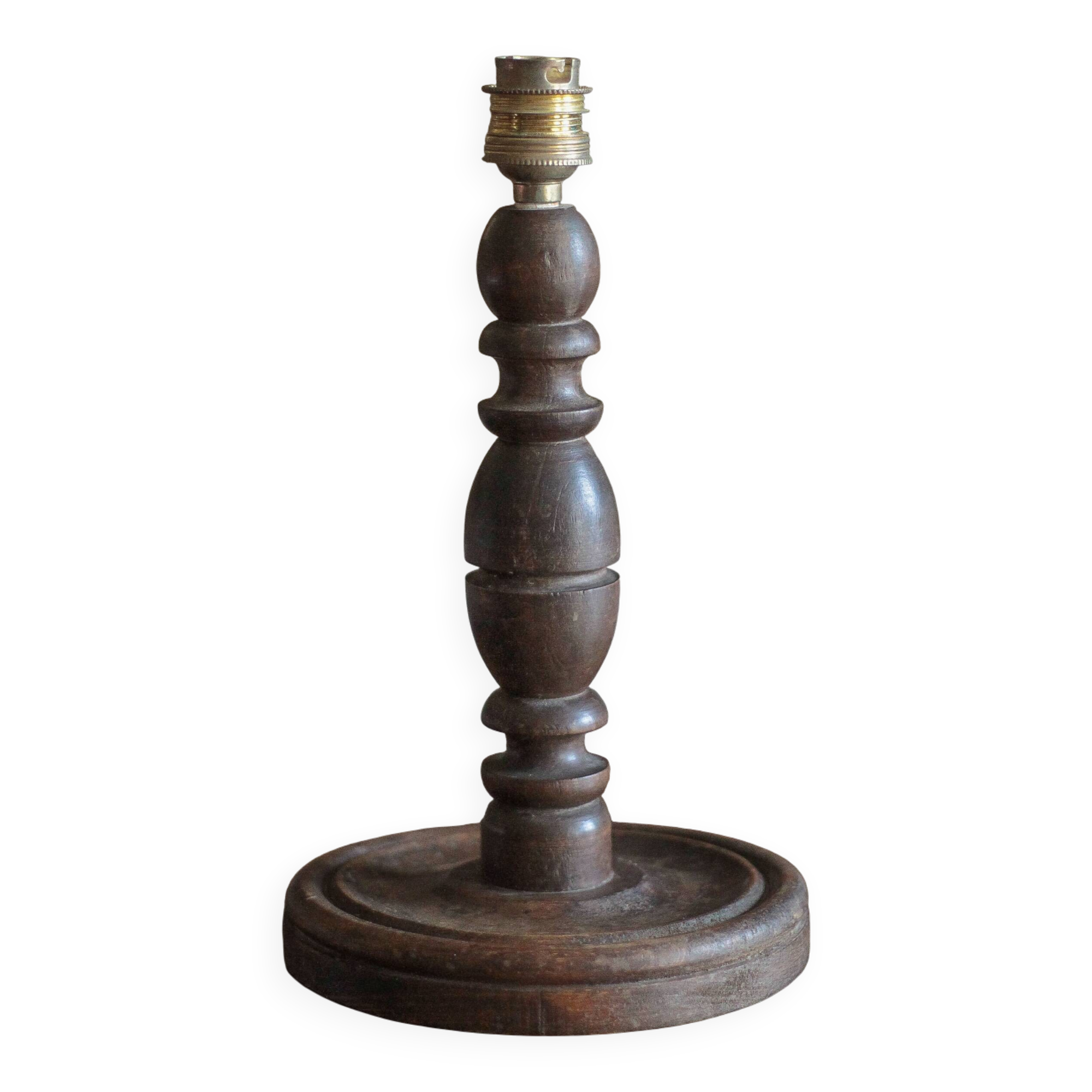 Wooden lamp, vintage turned wood lamp base, table lamp, living room lamp
