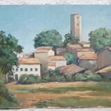 Tableau ancien peinture sur bois signée A. Challou