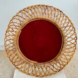 Rare vintage rattan mirror circa 1950 64cm
