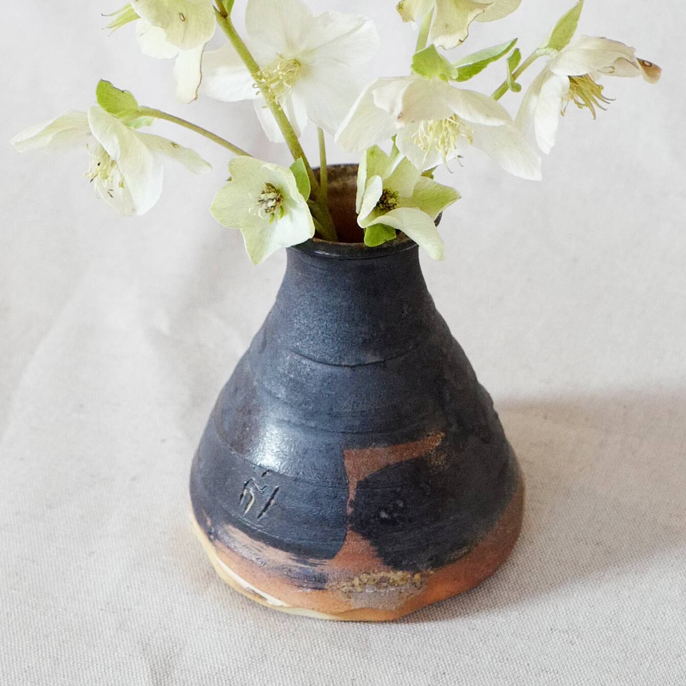 Painted stoneware vase