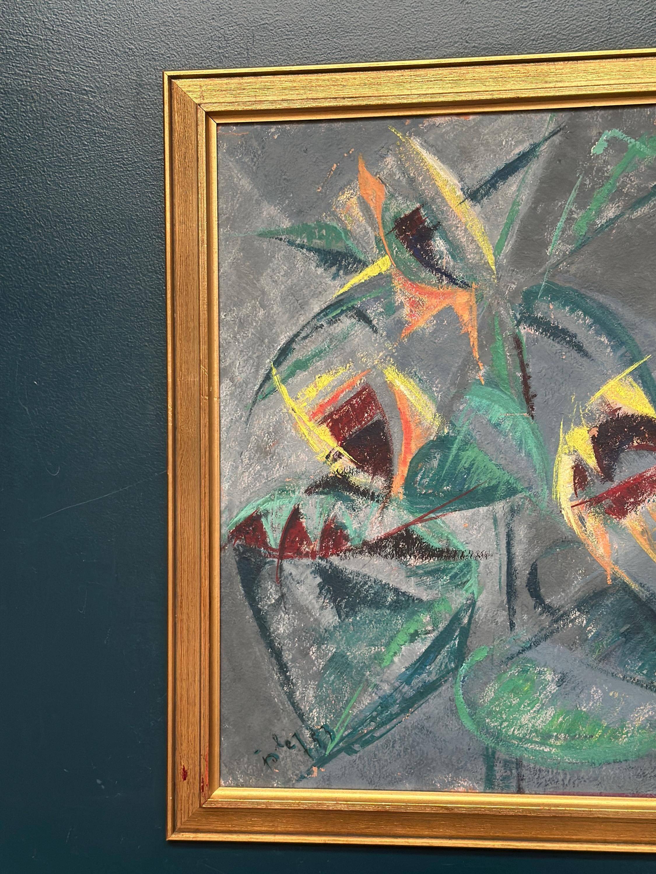 Original Swedish Oil on Panel – “Abstract Still Life with Sunflowers”