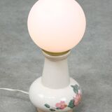 Mid-century Italian Floral Table Lamp in Ceramic and Opaline