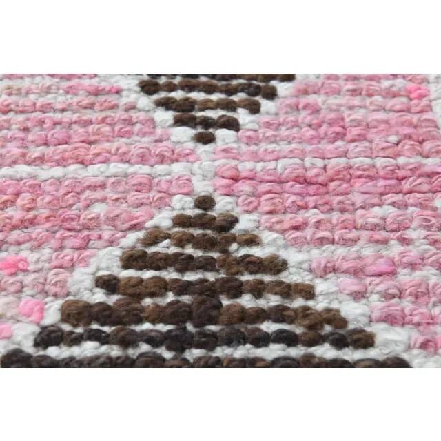Vintage Turkish Oushak Pink Brown Wool Rug 72x312