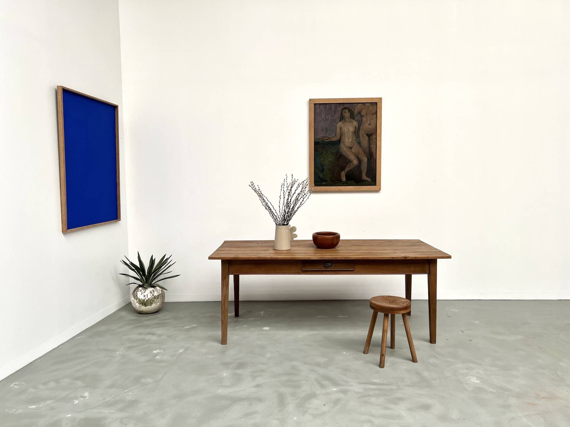 1950s farmhouse table, oak and pine