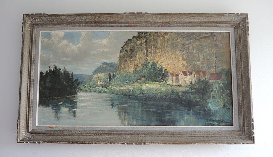 Old oil painting on canvas signed & framed: g. deschamps