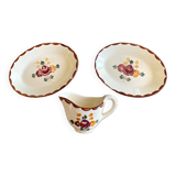 Pair of antique Longchamp earthenware raviers and sauceboats