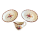 Paire de raviers et saucière ancienne en faïence de Longchamp