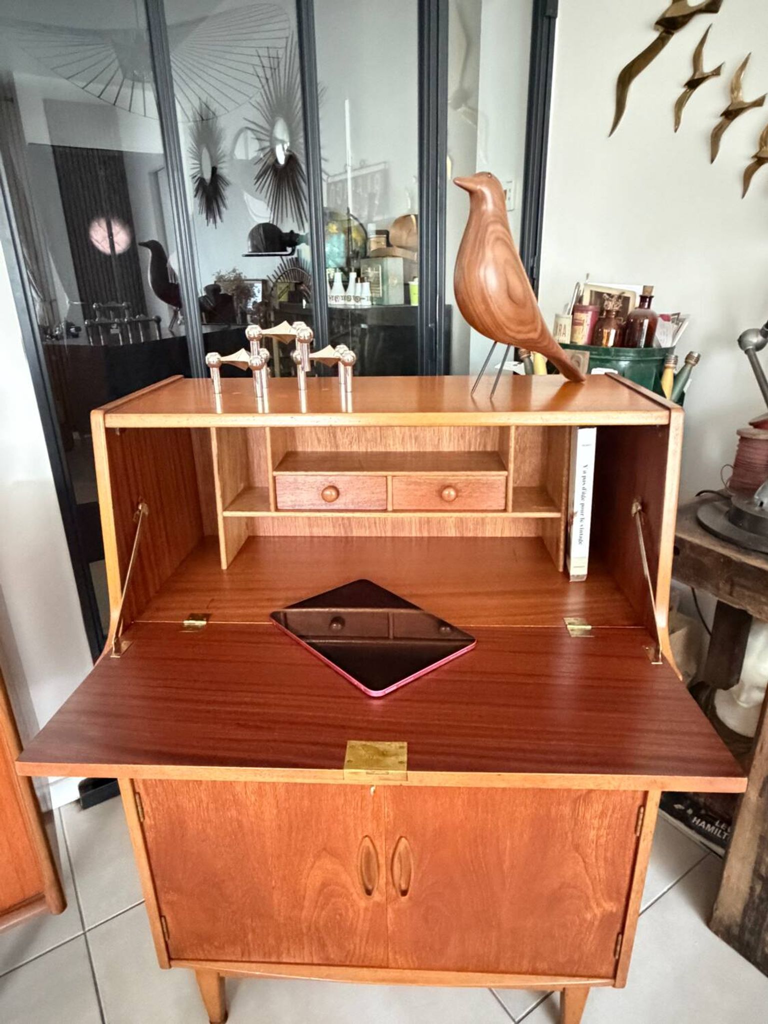 Vintage Jentique teak secretary desk