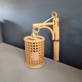 Vintage bamboo and cane wall light