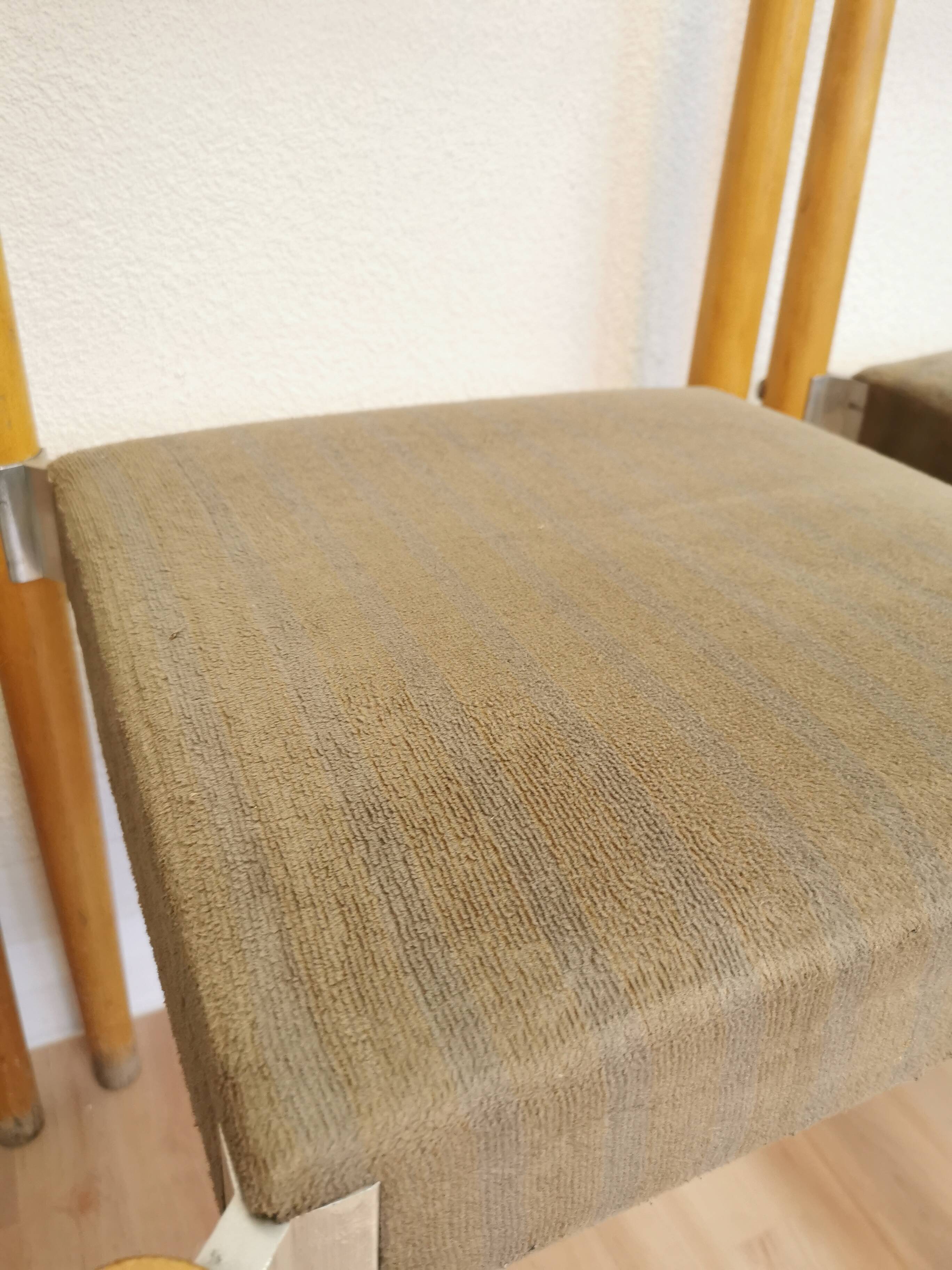 Vintage Miroslav Navratil Dining Chairs: 1970s Czechoslovakia, Gray Fabric