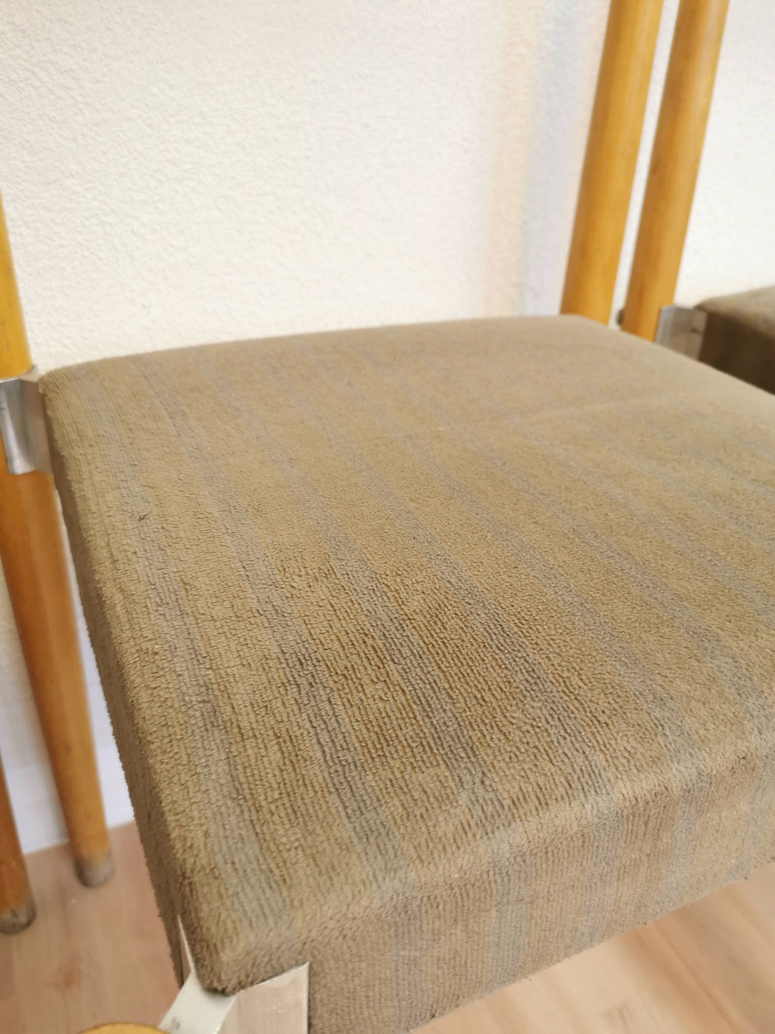 Vintage Miroslav Navratil Dining Chairs: 1970s Czechoslovakia, Gray Fabric