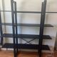 Large vintage bookshelf in solid black wood, Scandinavian style.