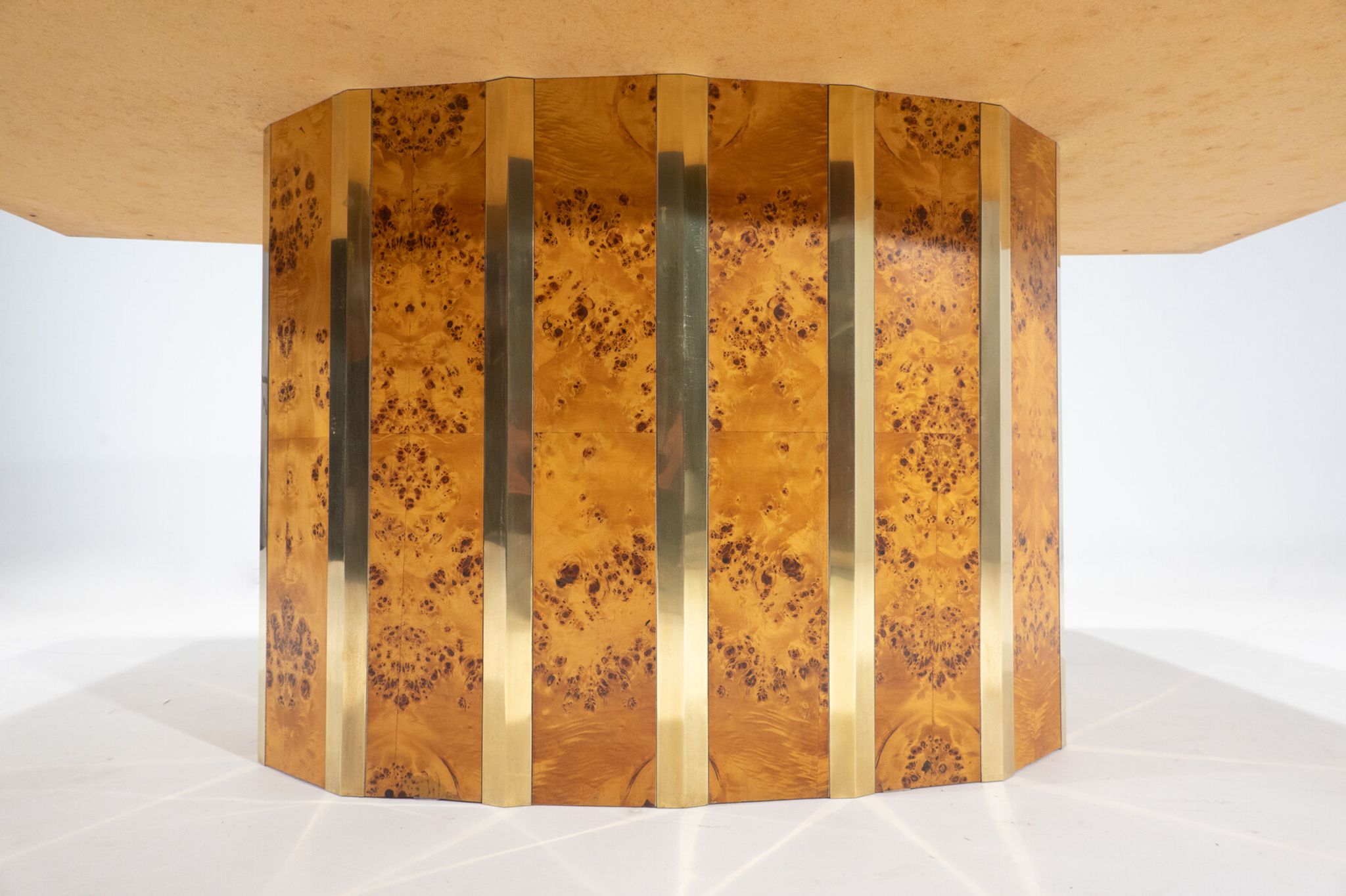 Mid-century modern dining table, Ash Burl, Italy