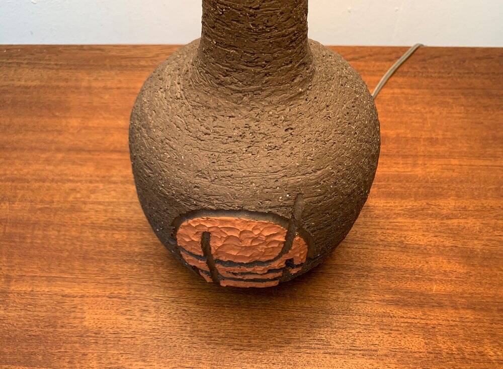 Brutalist Danish studio ceramic table lamp, 1979