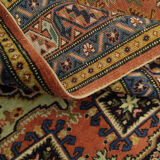 Vintage Orange Wool Azerbaijan Area Rug- 142x187cm