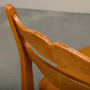 Chaises de salle à manger style Razorblade par Henning Kjærnulf en chêne et cuir, Danemark