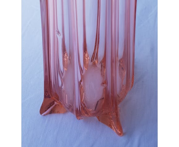 Art deco pink glass vase