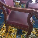 Series of 6 Louis XV armchairs in mahogany and leather