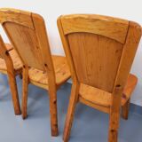 Set of 4 vintage chairs in pine from the 70s