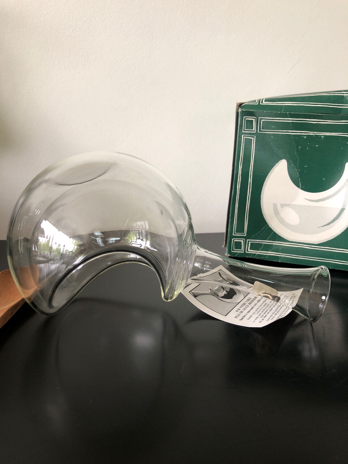 Bain-marie gravy boat glass blown vintage 1970