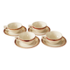 Set of 4 white, red and gold porcelain teacups, Ceranord
