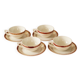 Lot de 4 tasses à thé en porcelaine blanche, rouge et dorée, Ceranord