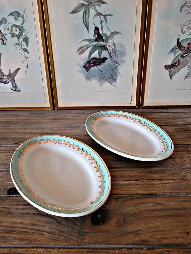 Raviers Lunéville Pierrefonds, dorure et feuillage doré (lot de 2)