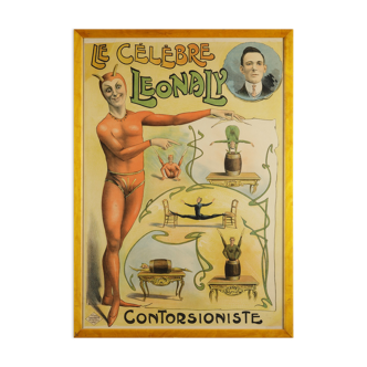 'Le Celebre Leonaly, Contorsioniste', Original manifesto, framed, c. 1895 Lithograph, Affiches Louis
