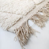 Moroccan Berber carpet blessed ouarain ecru plain with engraved diamonds 302x210cm