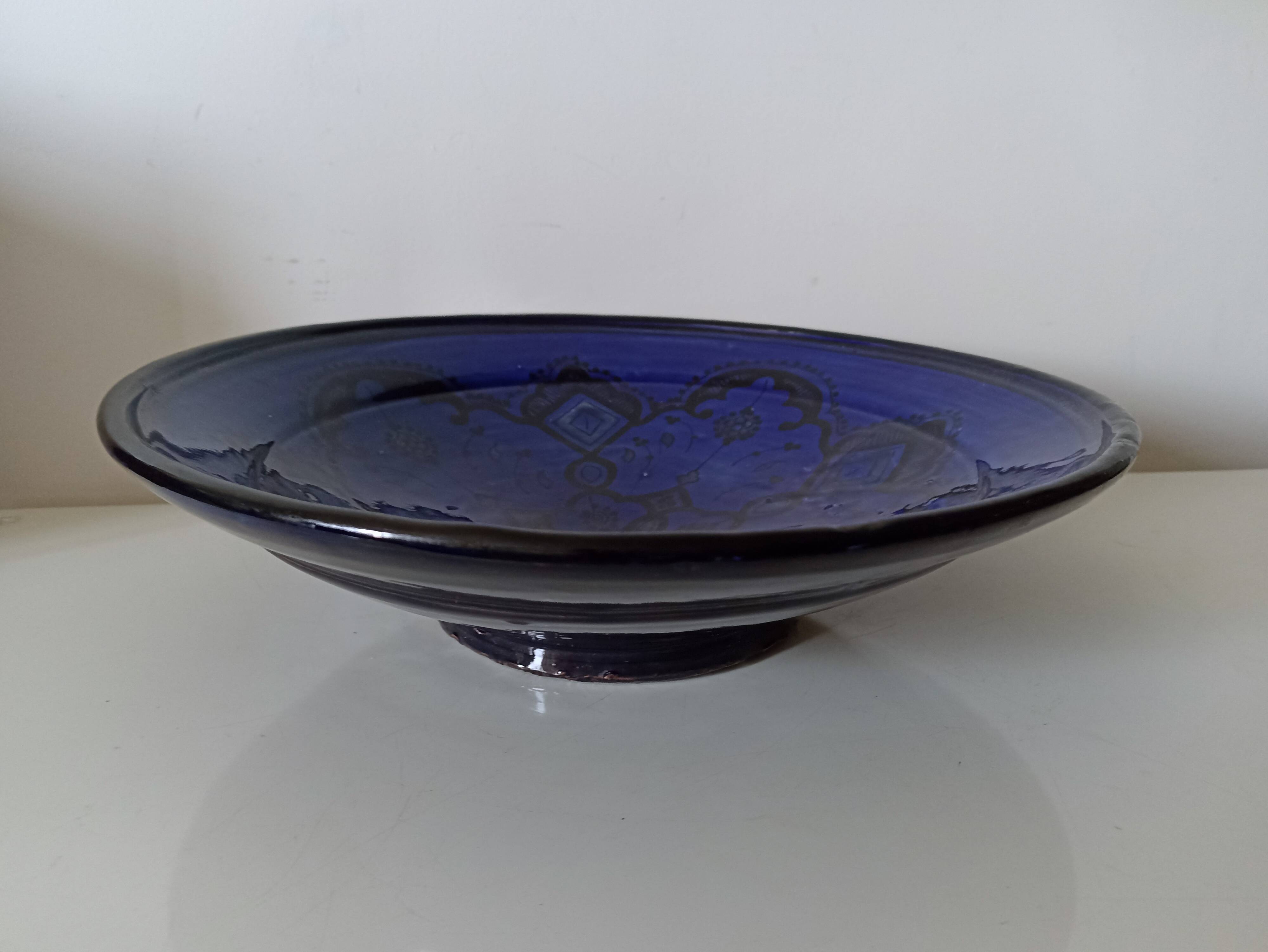 Very large blue Moroccan dish Majorelle