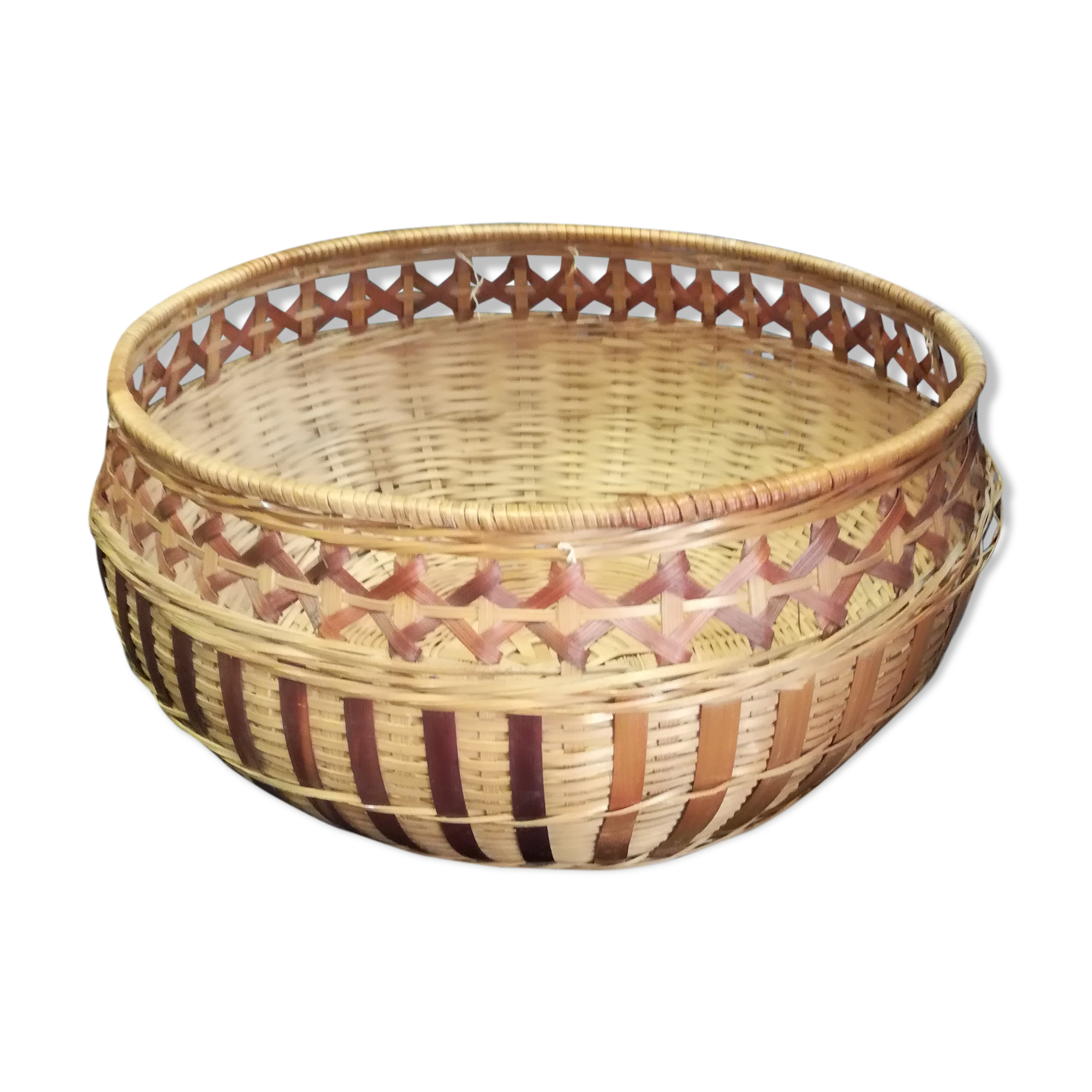 Rattan and woven bamboo basket