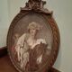 Cadre ancien bois ovale