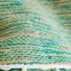 Handwoven green plaid with fine striped linen - fine fringes