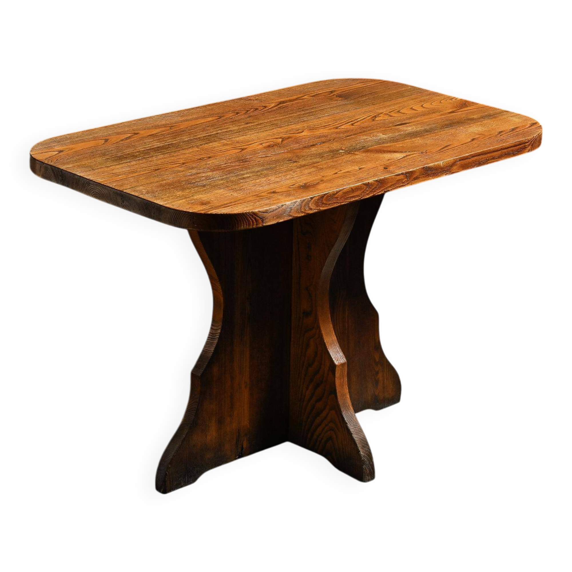 Solid wood dining table, French Alps, around 1970.
