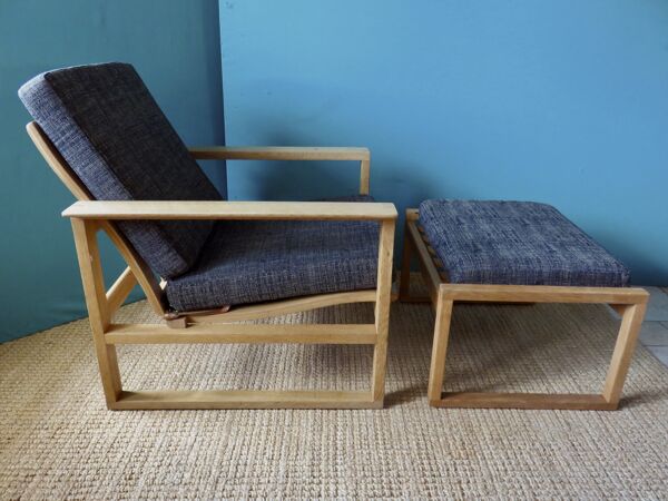 Fauteuil et ottoman en chêne clair de Borge Mogensen, Danemark 1965