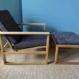 Armchair and ottoman in light oak by Borge Mogensen, Denmark 1965
