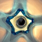 Pair of wall lamps Mazzega Murano, Blue blown glass, Italy, 1970