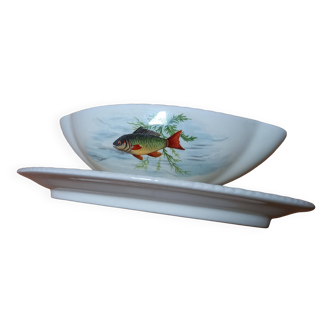 Gien porcelain fish gravy boat