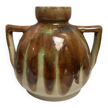 Vintage, JEB stoneware vase with handles circa 1950