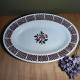 Ancien plat de service motifs fleurs  st amand vintage