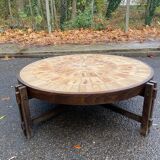 Vintage Roger Capron coffee table, ceramic and herbarium design, 105cm